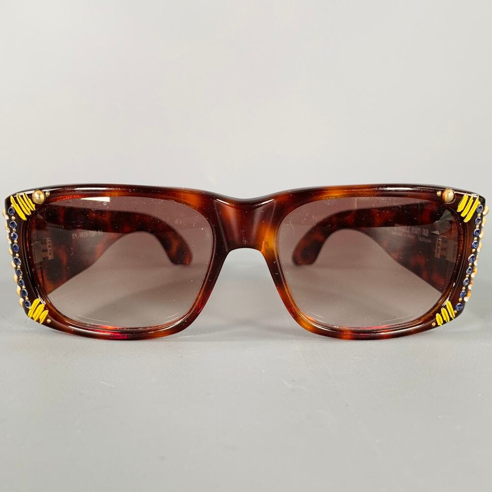EMMANUELLE KHANH Brown Multicolour Studded Acetate Sunglasses